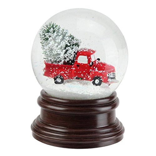 Vintage Red Pick Up Truck Tree 5 Inch Resin Holiday Water Snow Globe