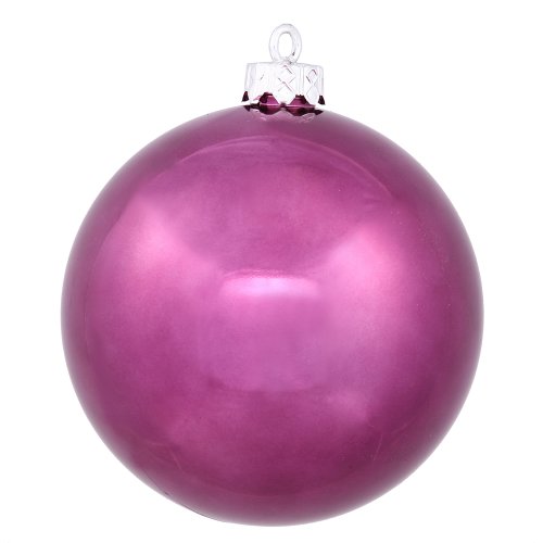 Vickerman Shiny Finish Seamless Shatterproof Christmas Ball Ornament, UV Resistant with Drilled Cap, 12 per Bag, 2.75″, Plum