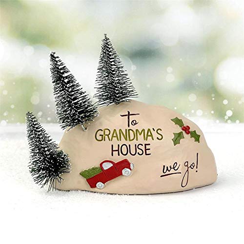 Blossom Bucket to Grandma’s House We Go – Red Truck Christmas Trees Snow Resin Country Christmas Holiday Prim Decor 4.25 x 5
