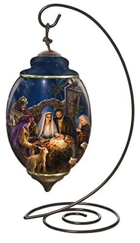Ne’Qwa Limited Edition Trillion Shaped Glass Ornament with Classic Hanging Stand, “Holy Nativity” Artist Dona Gelsinger, #7131132