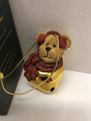 Boyd’s Bears Bear with Earmuffs & Scarf Gold Jingle Bell Ornament