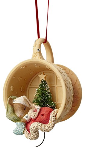 Enesco Heart of Christmas Mouse Sleeping in Cup Ornament 2.87 in