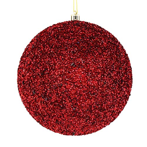 Vickerman 531587-4″ Burgundy Beaded Ball Christmas Tree Ornament (6 pack) (N185665D)