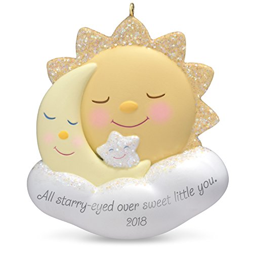 Hallmark Keepsake Christmas Ornament 2018 Year Dated, Starry-Eyed Over You Sun, Moon and Star, New Parents