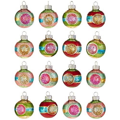 RAZ Imports Vintage Ball Reflector Glass Christmas Ornaments Assorted Boxed Set of 16