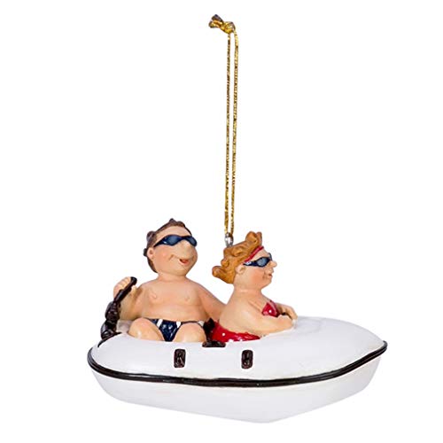 Beachcombers Resin Couple in Speed Boat Christmas Ornament