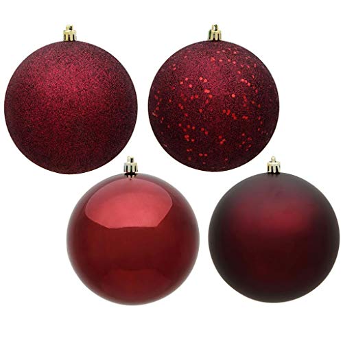 Vickerman 480892-2.4″ Burgundy 4-Finish Assorted Ball Christmas Tree Ornament (24 pack) (N590665)