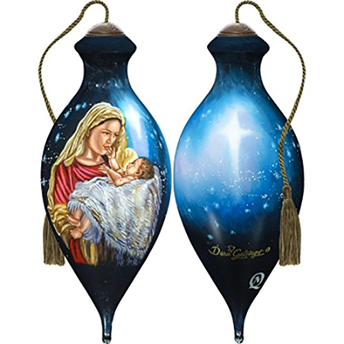 Ne’Qwa Art Hand Painted Blown Glass Madonna and Child Ornament