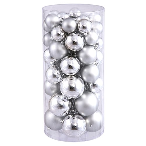 Vickerman 24725 – 2.4″ / 3″ / 4″ Silver Shiny Matte Ball Christmas Tree Ornament (50 pack) (N112407A)