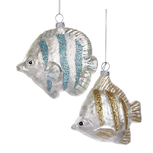 Kurt Adler 4.6-Inch – 4.8-Inch Glass Fish Ornament Set of 2