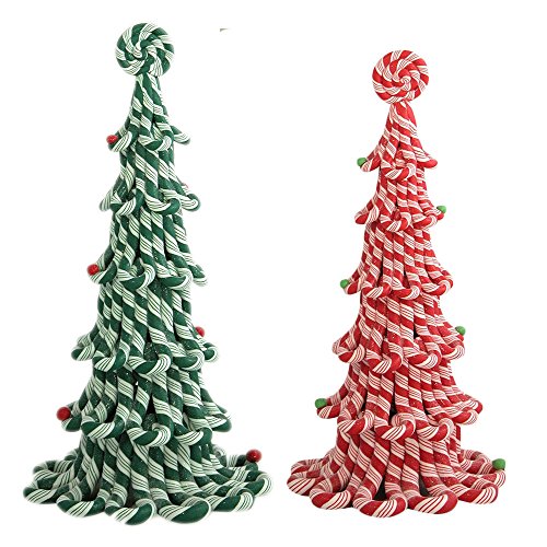 Byers’ Choice Candy Cane Trees Set/2 – Red 12″ & Green 13″