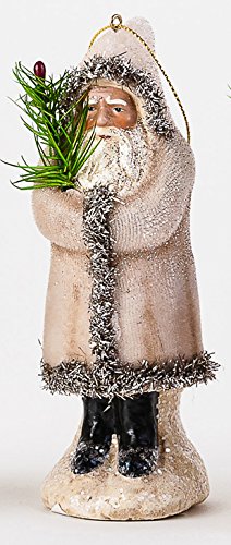 One Hundred 80 Degrees Velvet Belsnickle Christmas Ornament – 5.5 inches (White)