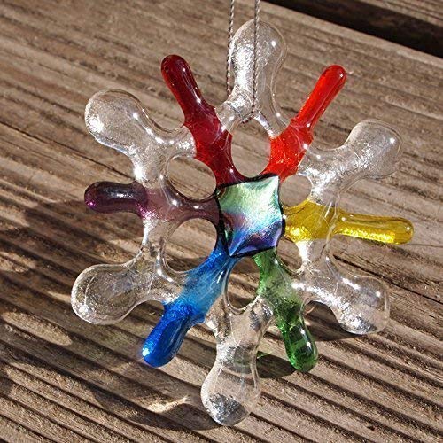 Rainbow Snowflake Glass Ornament