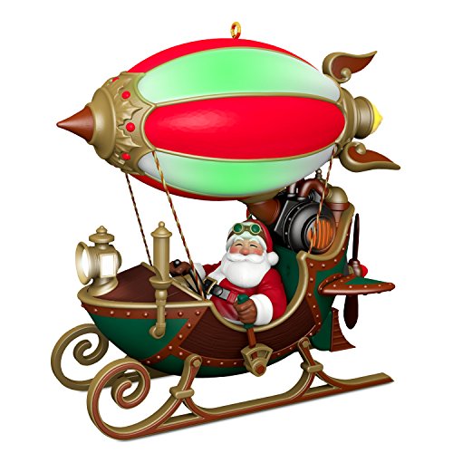 Hallmark Christmas Ornament 2018 Year Dated Santa Sleigh Flight of Fancy With Light