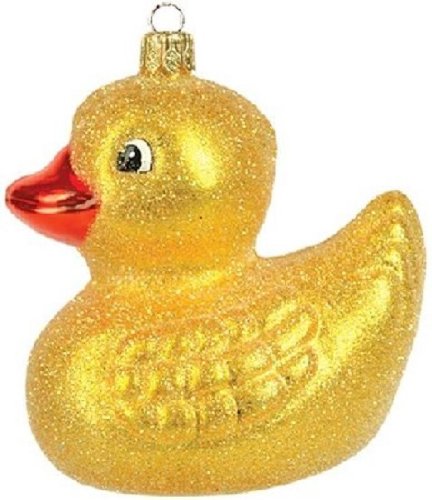 Pinnacle Peak Trading Company Rubber Ducky Polish Glass Christmas Ornament Made in Poland Duck Toy Decoration