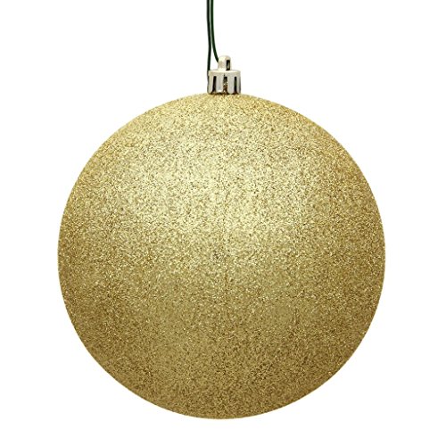 Vickerman 483220-4 Gold Glitter Ball Christmas Tree Ornament (6 pack) (N591068DG)