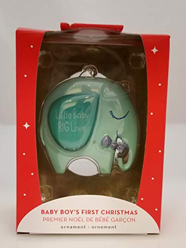 Carlton Ornament 2018 First Christmas – Little Baby Big Love Boy Elephant – CXOR041O