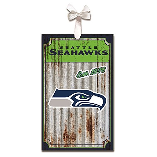 Team Sports America Seattle Seahawks, Metal Corrugate Ornament, Set of 2