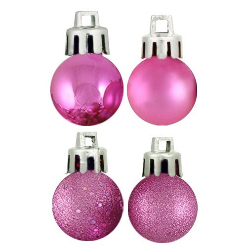 18ct Bubblegum Pink 4-Finish Shatterproof Christmas Ball Ornaments 1.25″ (30mm)