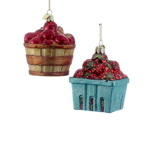 Kurt Adler 3.5-Inch Noble Gems Glass Fruit Basket Ornament Set of 2