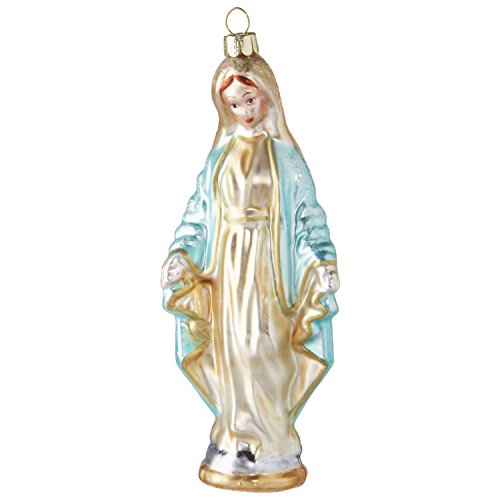 RAZ Imports Virgin Mary Glass Ornament, Blue Madonna, 5.5″ H, 2018 Eric Cortina Christmas Holiday Collection