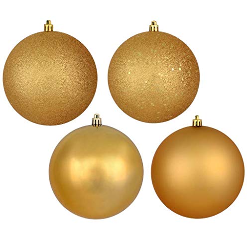Vickerman 569641-2.4″ Copper Gold 4 Finish Matte/Shiny/Sequin/Glitter Ball Christmas Tree Ornament (set of 24) (N590633)