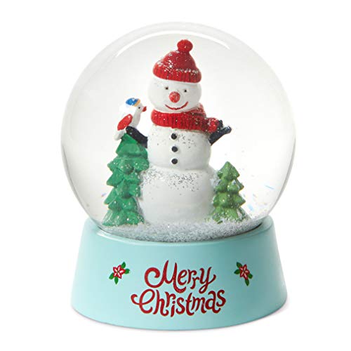 Tri-coastal Design Merry Christmas Glass Snow Globe Unique Holiday Snow Globes with Snowman, Glitter Snow, and Embellished Plastic Base – Cool Snowglobe Collectibles and Holiday Decorations for Kids