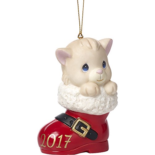 Precious Moments Have A Pawsitively Soleful Christmas Cat In Boot Dated 2017 Bisque Porcelain Ornament 171007