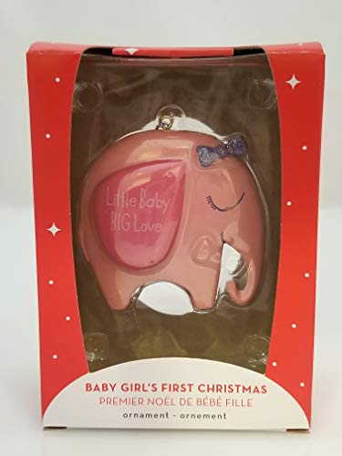 Carlton Ornament 2018 First Christmas – Little Baby Big Love Girl Elephant – CXOR042O