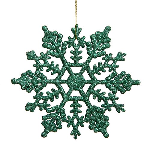 Vickerman 23561 – 6.25″ Green Glitter Snowflake Christmas Tree Ornament (12 pack) (M101504)