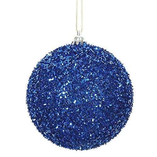 Vickerman 510797-4 Blue Tinsel Ball Christmas Christmas Tree Ornament (4 pack) (N178002)