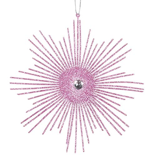 Vickerman 540657-6.5″ Pink Glitter Snowflake Burst Christmas Tree Ornament (6 pack) (M184579)