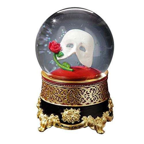 The San Francisco Music Box Company Phantom of The Opera Classic Mask with Rose Water Globe