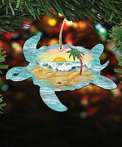 G. Debrekht Christmas Ornaments – Sea Life Wooden Christmas Tree Ornaments – Christmas Decorations for Holiday (Turtle)