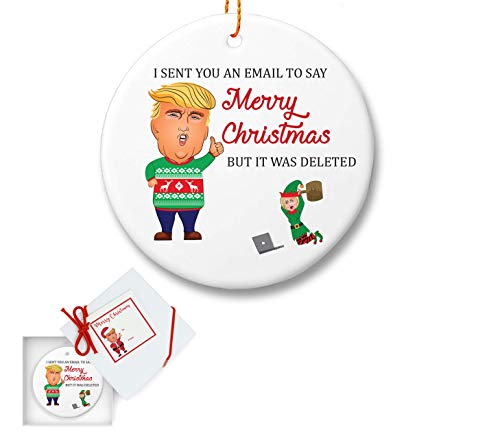 FOLE INC Trump and Hilary Ceramic Christmas Tree Ornament – Gifts for Dad Mom Men Women – Funny Ugly Sweater – Holidays Presents Keepsake Hallmark Collectible Conservative Gift Ideas 2018 –