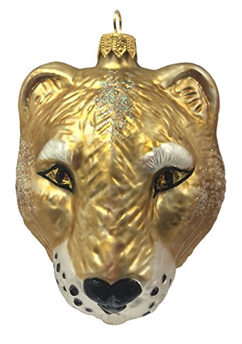 Pinnacle Peak Trading Company Puma Cougar Head Figural Polish Glass Christmas Ornament Wild Cat Mountain Lion