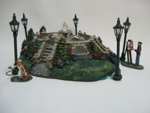 HAWTHORNE VILLAGE, Christmas Village – Very Collectable RARE “LAMPLIGHT FOUNTAIN” by THOMAS KINKADE-LAMPLIGHT COLLECTION IN ORIGINAL STYROFOAM PACKAGE