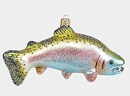Pinnacle Peak Trading Company Alaskan Rainbow Trout Fish Polish Blown Glass Christmas Ornament Decoration
