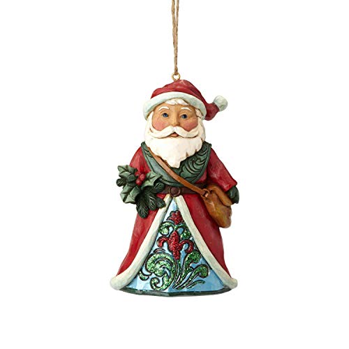 Enesco Jim Shore Heartwood Creek Winter Wonderland Santa Holly Hanging Ornament 4.875″ Multicolor