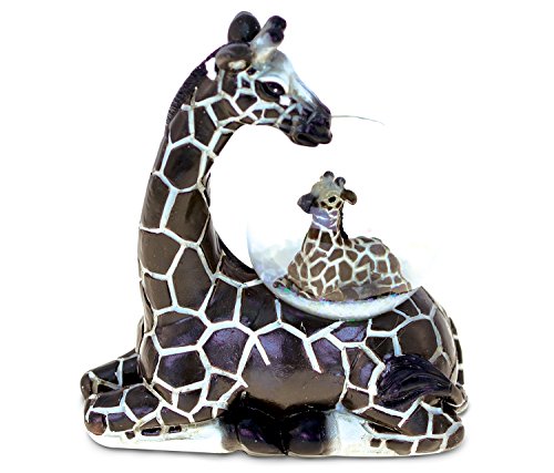 Puzzled Resin Stone Giraffe Snow Globe (45mm), 3.9 Inch Tall Figurine Intricate & Meticulous Detailing Art Handcrafted Tabletop Accent Sculpture Centerpiece Mountain Wildlife Themed Home Décor