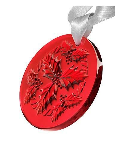 Lalique Crystal 2014 Annual Christmas Ornament Holly Red 6cm Diameter 10413300