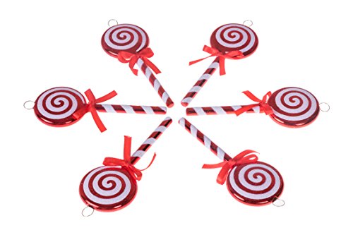 Clever Creations Christmas Lollipop Ornament Set Red and White Candy Cane Design | 6 Pack | Festive Holiday Décor | Timeless Classic Design | Shatter Resistant | Hangers Included | 5” Tall