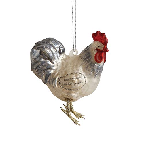 Creative Co-op Farmouse Rooster Glass Hanging Ornament