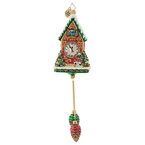 Christopher Radko Pinecone Time Zone Cuckoo Clock Glass Ornament