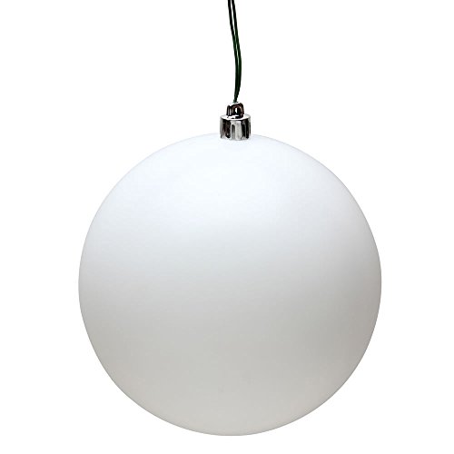 Vickerman 6″ White Matte UV Treated Ball Christmas Ornament with Drilled and Wired Cap, 4 per Bag