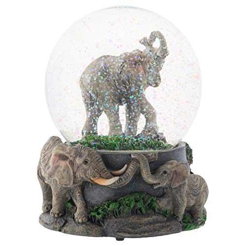 Elanze Designs Elephant Pride Family 100MM Musical Water Globe Plays Tune Born Free