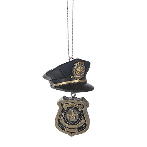Midwest-CBK Police Officer Hat & Badge 2 x 4 Inch Resin Christmas Ornament Figurine