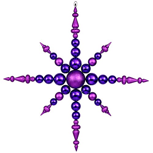 Vickerman Purple Commercial Sized Shatterproof Radical Snowflake Christmas Ornament, 43″
