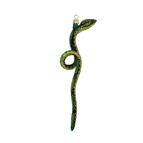 Christina’s World Serpentine Snake – Blown Glass Ornament – Green Shades
