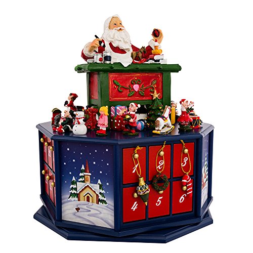 Kurt Adler 12-Inch Santa Workshop Wind-Up Musical Advent Calendar